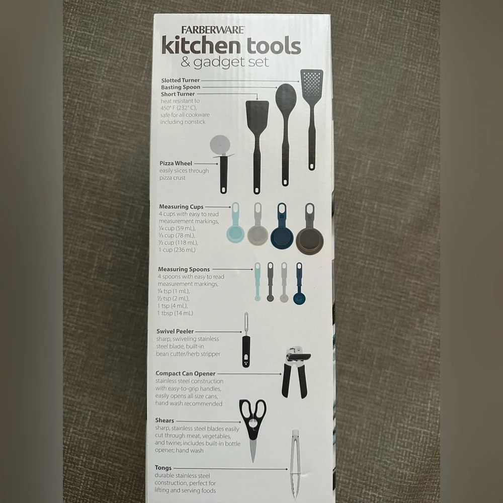 Farberware 16-Piece Kitchen Tools & Gadget Set – BPA-Free, Heat Resistant, Black